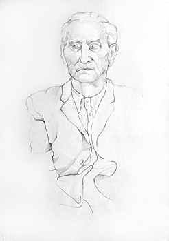 Figur, ca. 40 x 60 cm, Bleistift